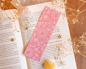 Pink Flowers Doodle Bookmark