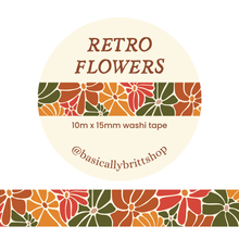 Afbeelding in Gallery-weergave laden, Green Retro Flowers Washi Tape
