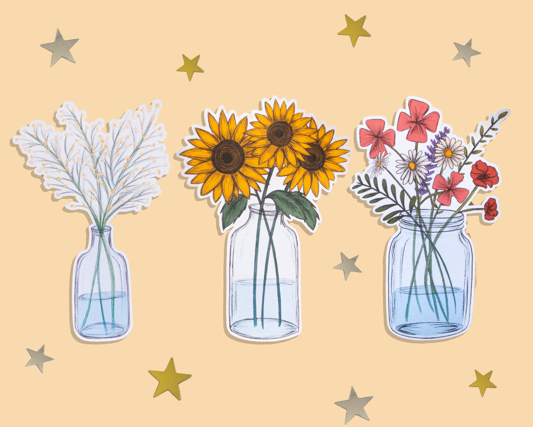 Flower Stickers - Set of 3
