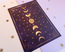 Afbeelding in Gallery-weergave laden, Moon Phases Gold Foil Print
