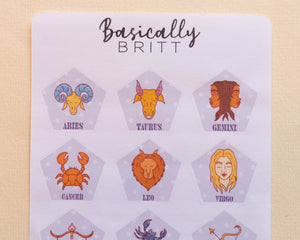 Zodiac Signs Sticker Sheet