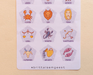 Zodiac Signs Sticker Sheet