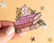 Load image into Gallery viewer, Crystals &amp; Books Transparent Vinyl Sticker

